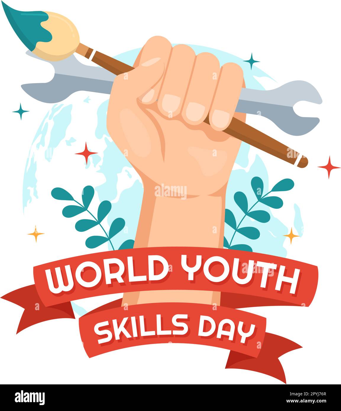 World Youth Skills Day Vector Illustration of People with Skill for Various Employment and Entrepreneurship in Flat Cartoon Hand Drawn Templates Stock Vector