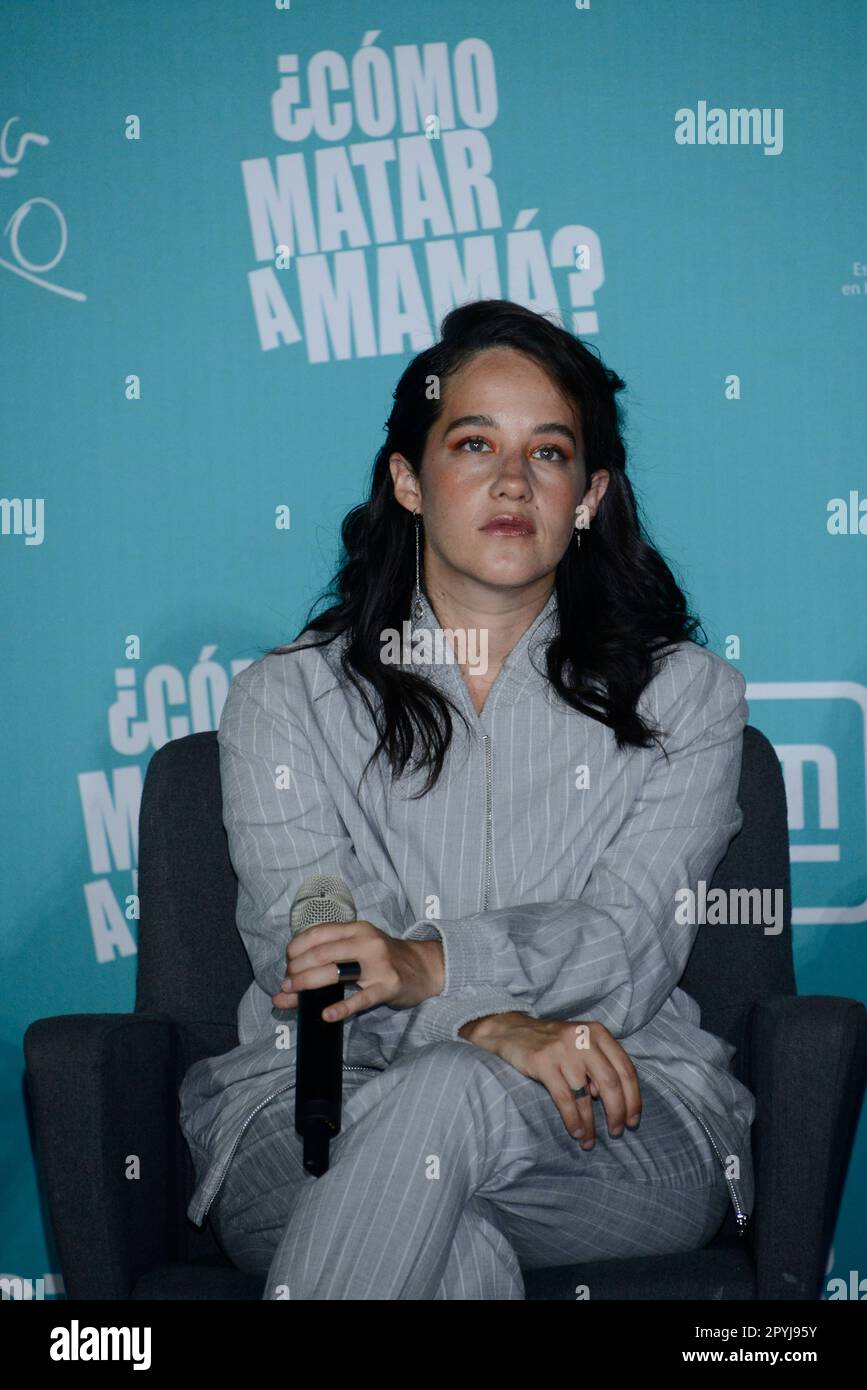May 3, 2023, Mexico City, Mexico: Actress Ximena Sariñana gesticulates during a press conference to promote the film Como Matar a Mama? ' How to kill mom?' at Cinepolis Oasis Coyoacan on May 3, 2023 in Mexico City, Mexico. (Photo by Carlos Tischler/ Eyepix Group) Stock Photo