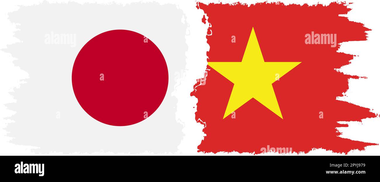 Vietnam and Japan grunge flags connection, vector Stock Vector