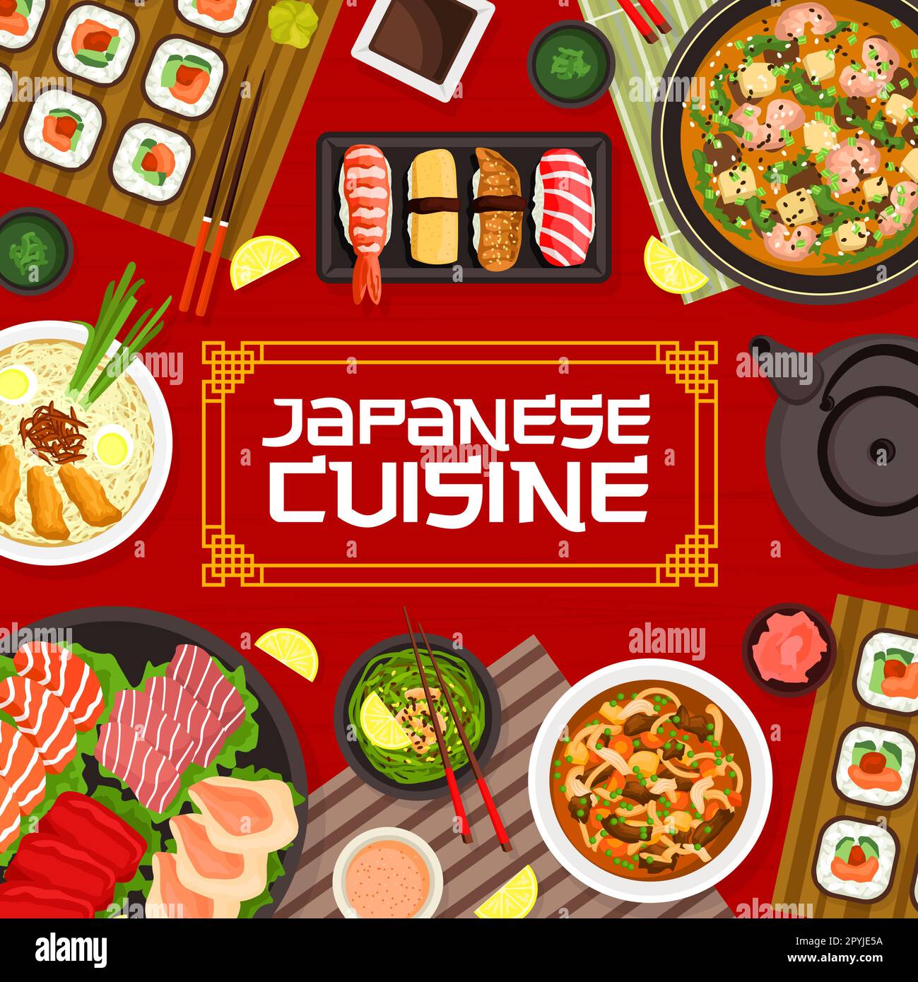 Salmon noodle vegetable soup Stock Vector Images Alamy