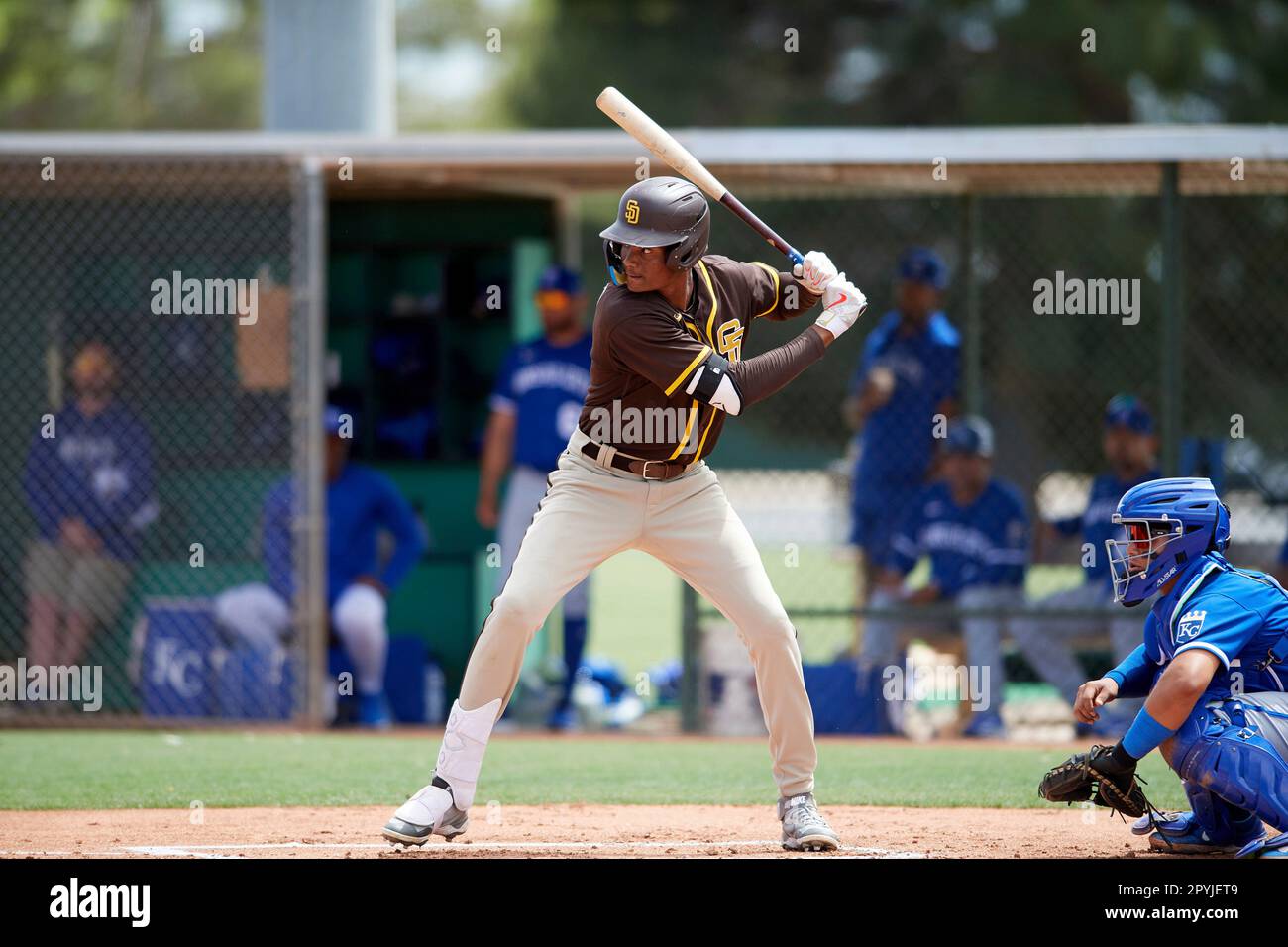 Estuar Suero (4) of the San Diego Padres during an Extended Spring
