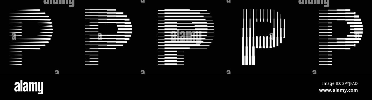 Set monogram logo letter p lines abstract modern art vector ...