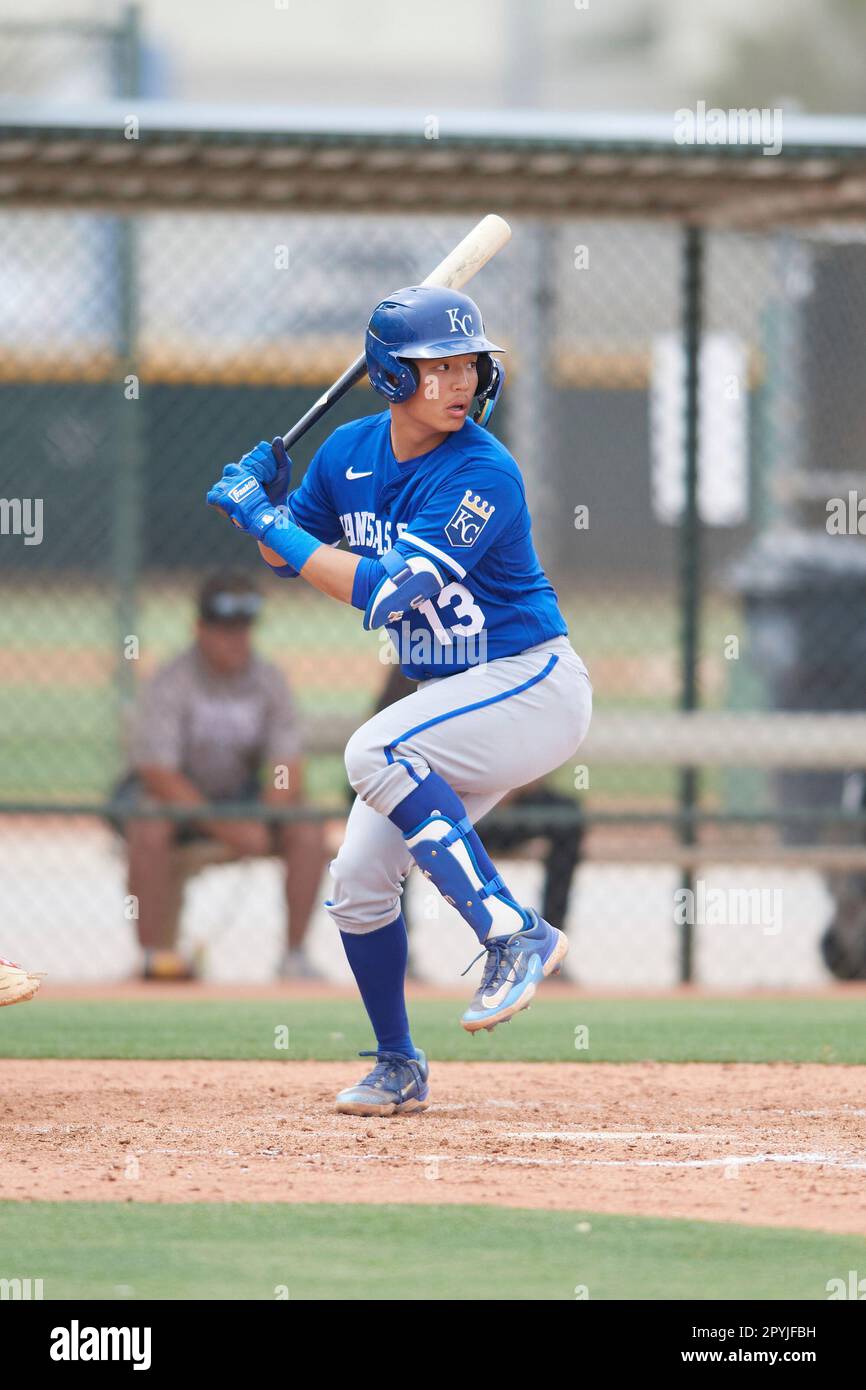 Hyungchan Um (13) of the Kansas City Royals during an Extended Spring  Training game against the San Diego Padres on April 13, 2023 at Surprise  Stadium in Surprise, Arizona. (Tracy Proffitt/Four Seam