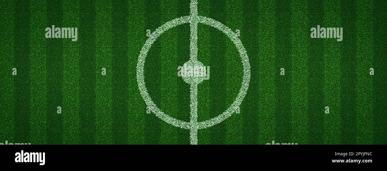 Top view of realistic soccer pitch center. Vector illustration of white