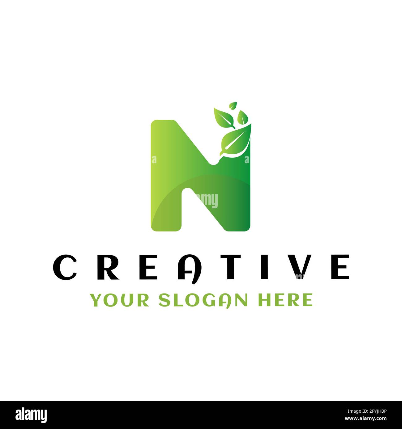 Letter N logo design Template. Initial N letter logo with leaf. n letter logo icon Stock Vector