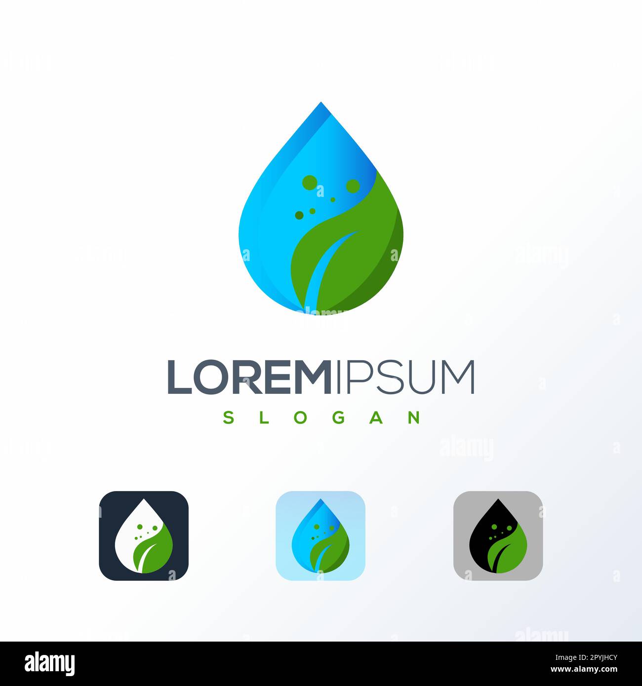 Water drop Logo Template vector illustration design. Wave concept. Clean water with leaf, Waterdrop icon Stock Vector