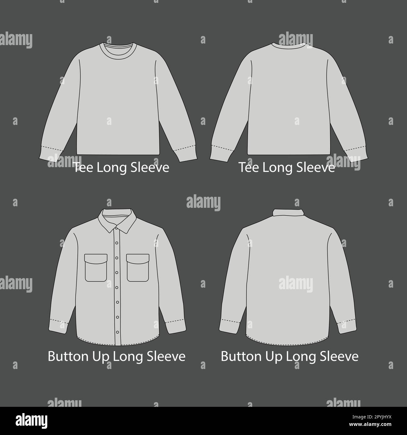 Men's short sleeve shirts fashion flat sketch vector illustration. CAD mockup short sleeve template Stock Vector
