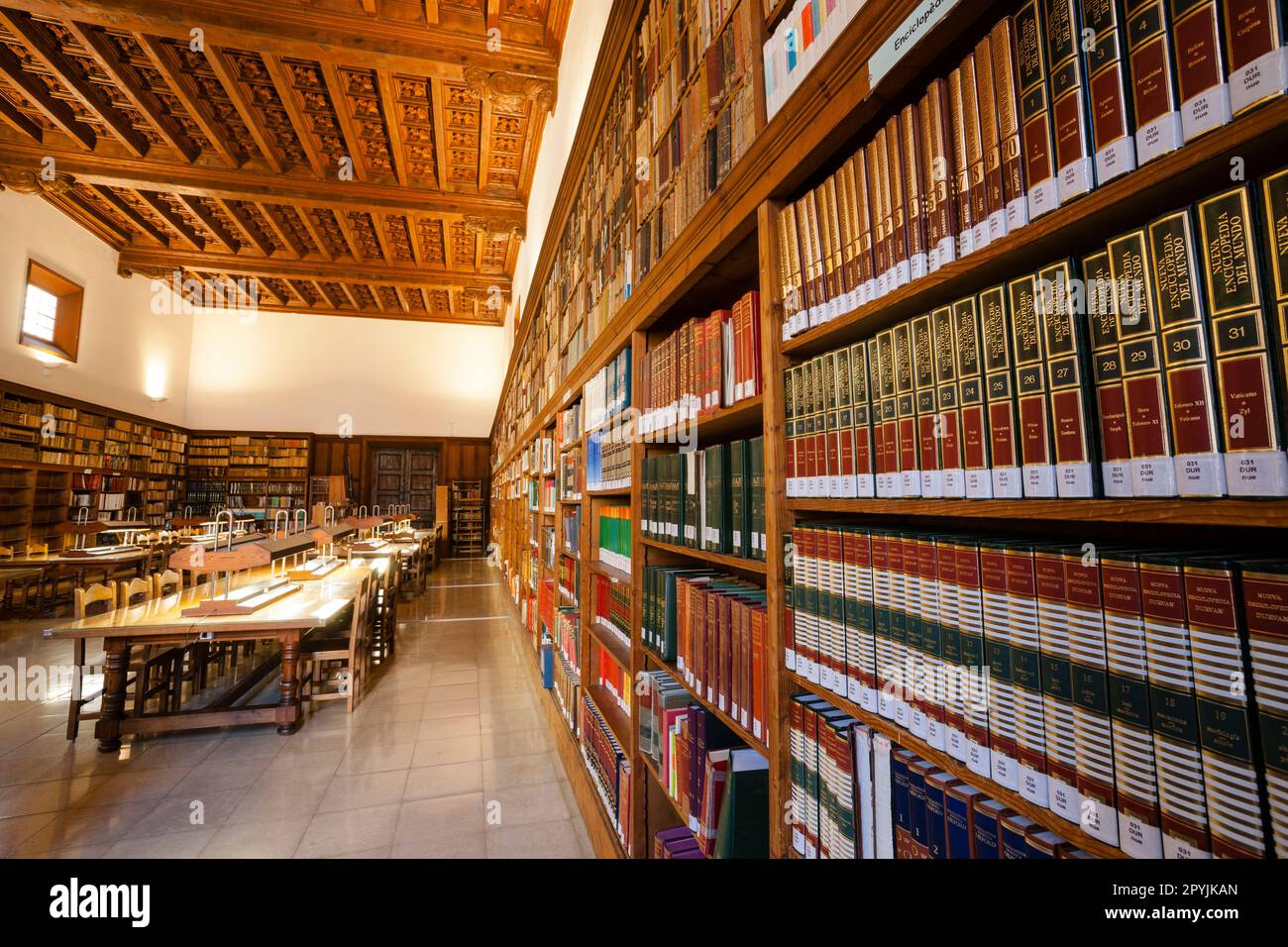 biblioteca, colegio catolico franciscano Sant Francesc, 1952, Palma, Mallorca, Islas Baleares,  España Stock Photo