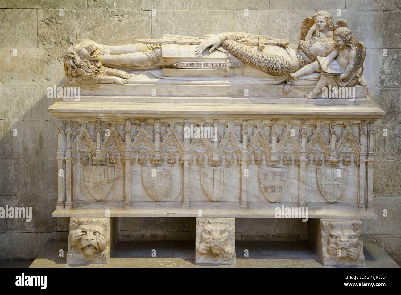 sarcofago de Jaume III, mausoleo de los reyes de Mallorca,construido en el año 1329 por el rey Jaime II, capilla de la Trinitat,Catedral de Mallorca , Stock Photo