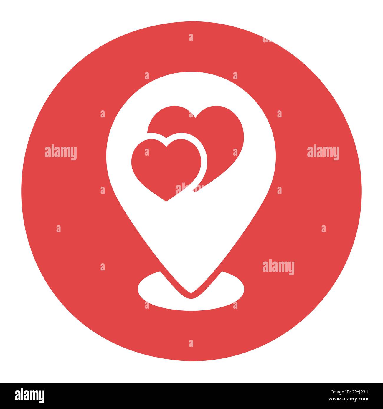 Wedding location isolated pin map glyph icon. Vector illustration, romance elements. Sticker, patch, badge, card for marriage, valentine Stock Photo