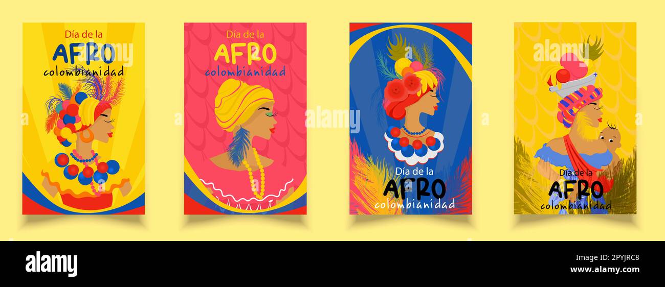 AfroColombian Day greeting banner set up in Colombia, colorful flyer