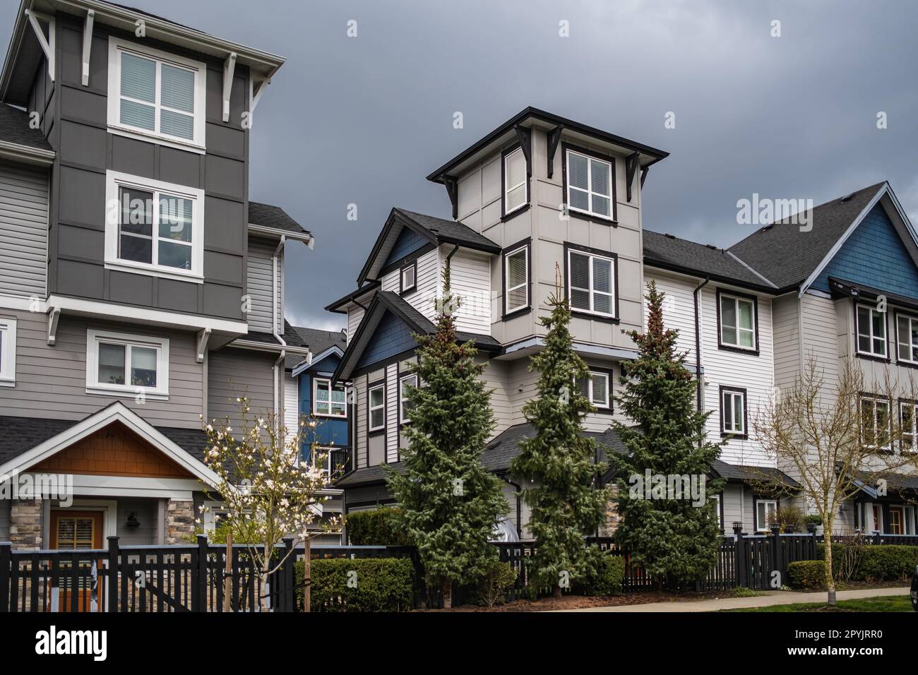 New residential townhouses. Modern apartment buildings in Surrey Canada