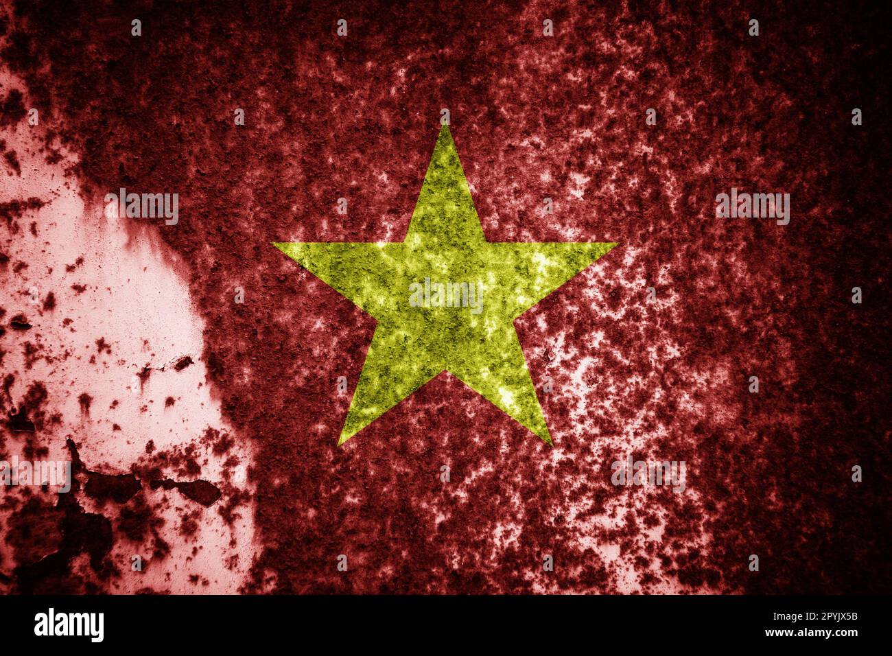 Old cracked wall with the flag painted Stock Photo