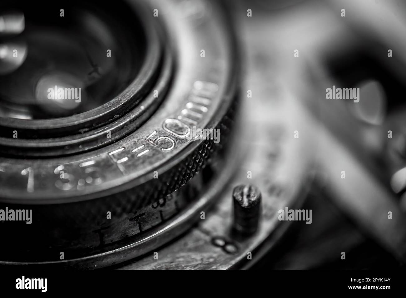 Closeup of an old retro film camera lens Stock Photo Alamy