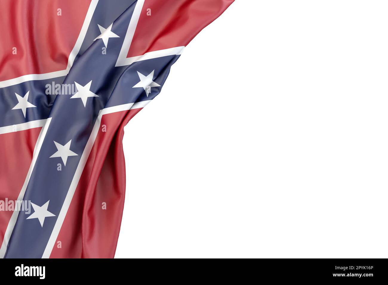 Flag of Confederate States of America in the corner on white background. Isolated. 3D illustration Stock Photo