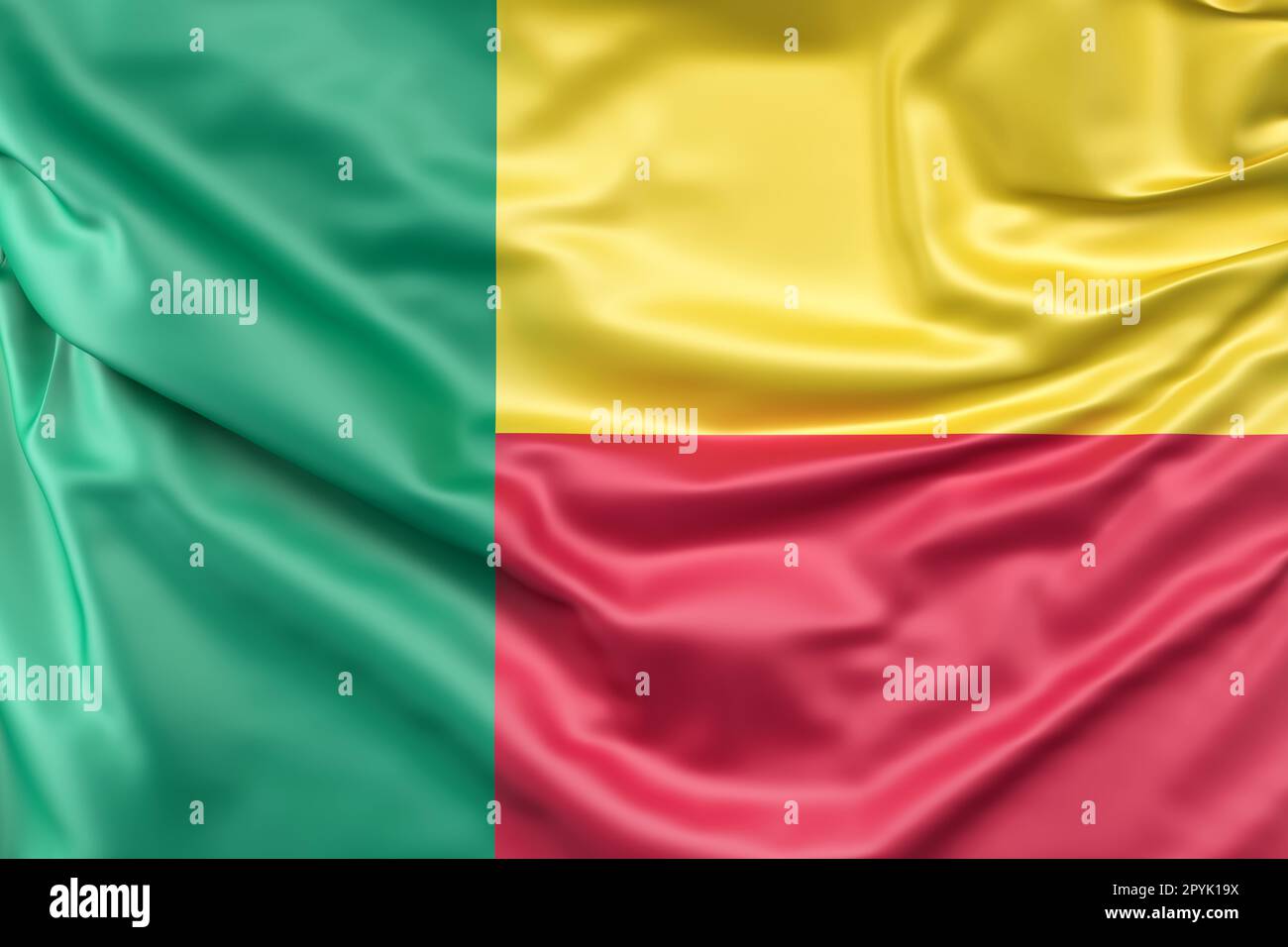 Ruffled Flag of Benin. 3D Rendering Stock Photo