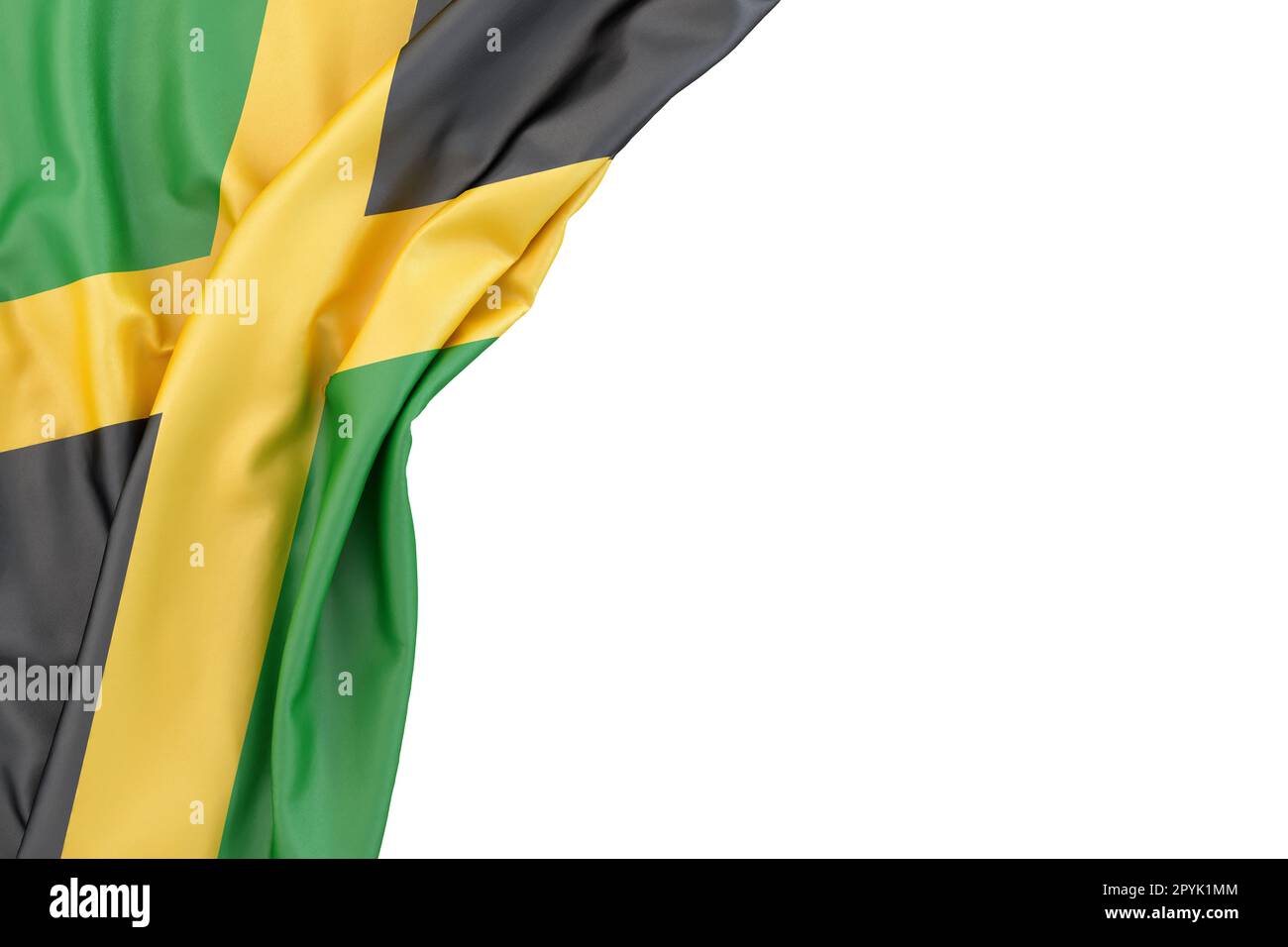 Flag of Jamaica in the corner on white background. Isolated. 3D illustration. Isolated Stock Photo