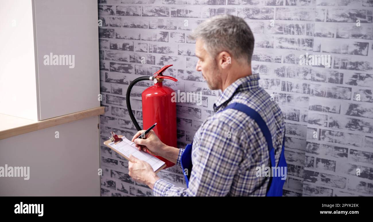 Fire Extinguisher Safety Prevention Check Stock Photo Alamy