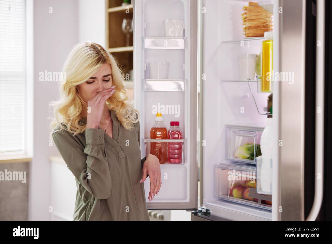 Rotten Food Bad Smell Or Stink In Refrigerator Stock Photo