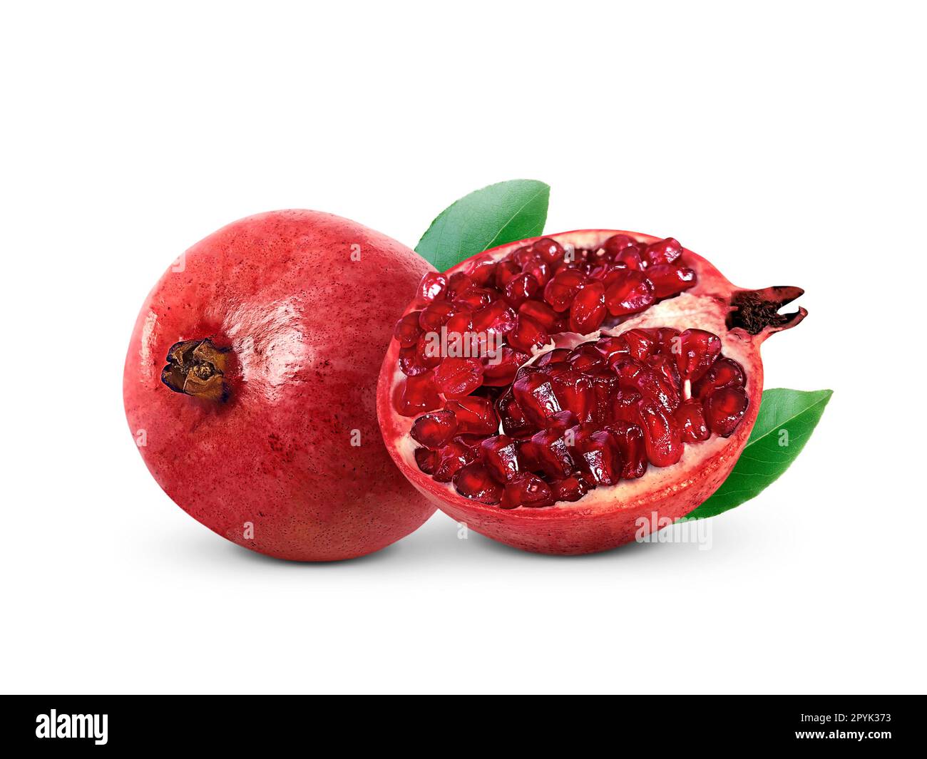 Juicy pomegranate fruit isolated on white background Stock Photo