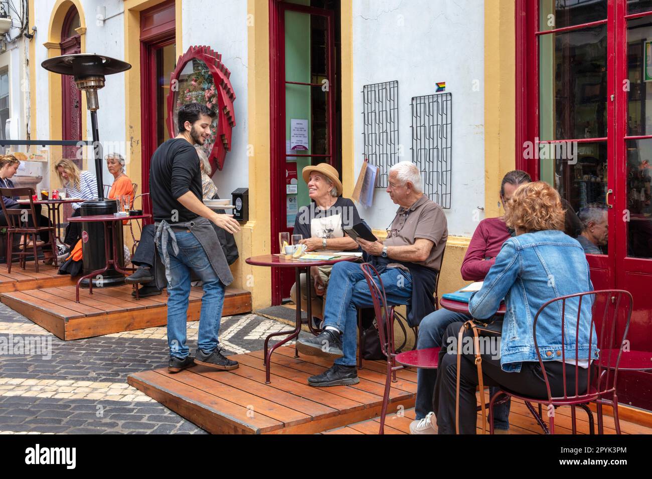 Portugal, Azores, Sao Miguel Island, Ponta Delgada. Outdoor restaurant Cantinho dos Anjos. Stock Photo