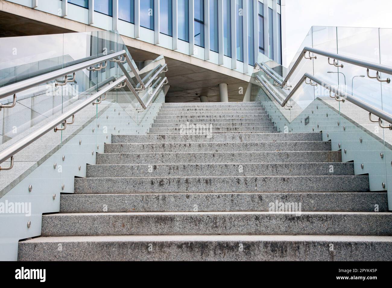 Empty oudoor stairs in modern business quarter Stock Photo