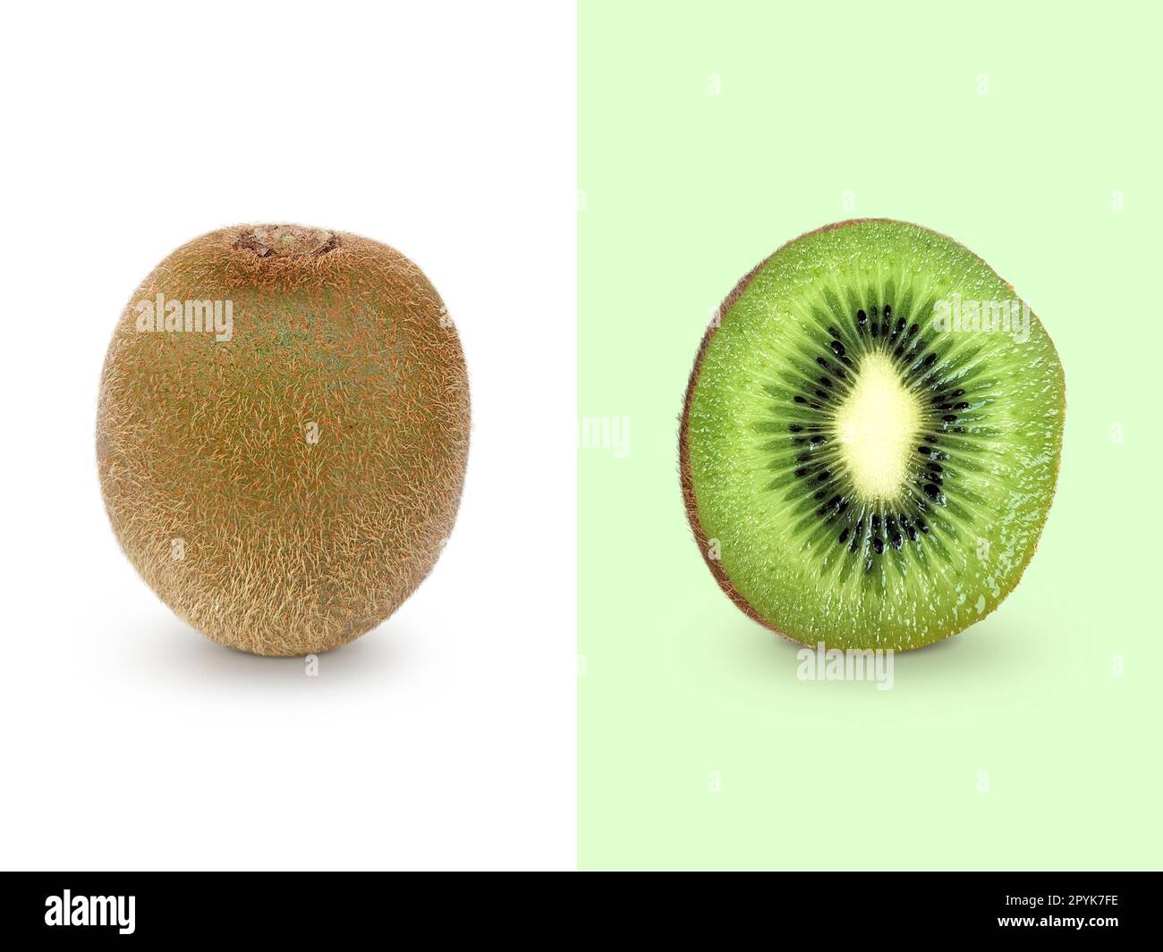 Creative layout made of Ripe whole kiwi fruit. Flat lay. Food concept Stock Photo