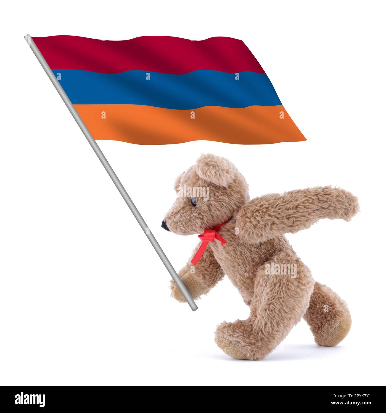 Armenia flag being carried by a cute teddy bear Stock Photo
