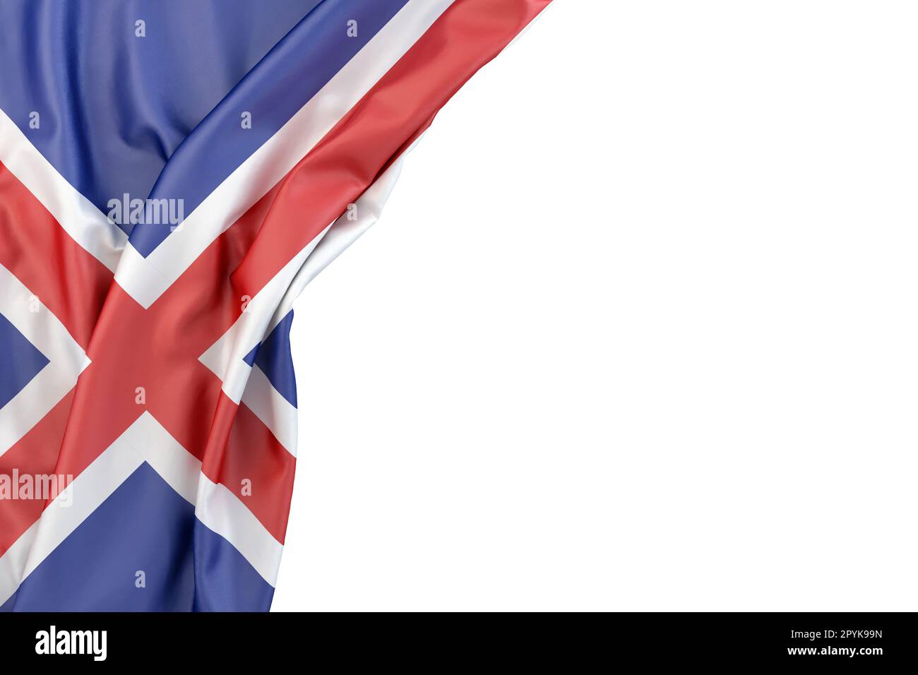 Flag of Iceland the corner on white background. 3D rendering. Isolated ...