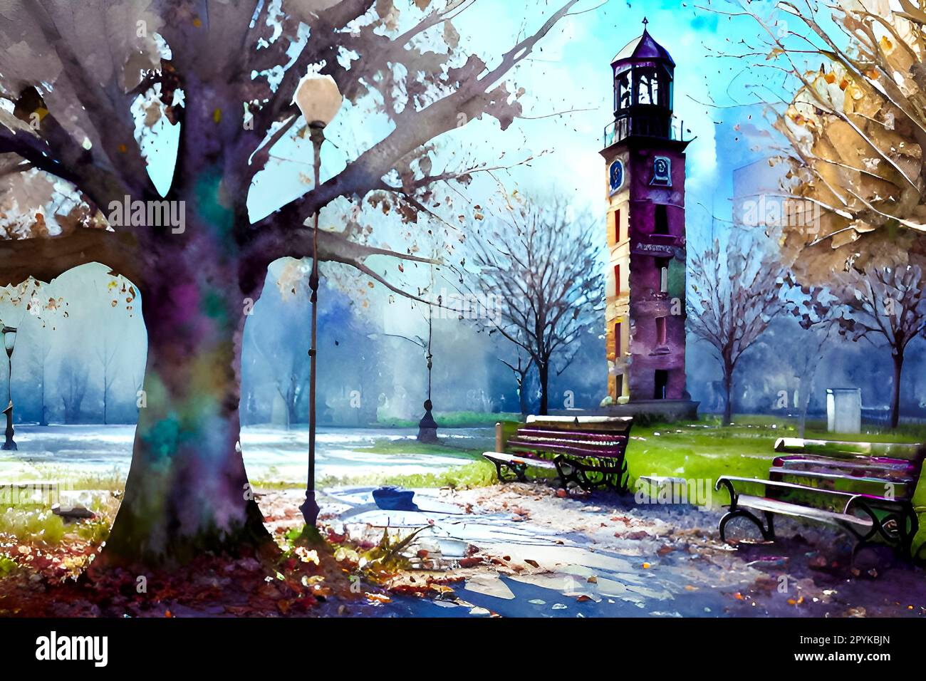 the clock tower in the city Stock Photo - Alamy