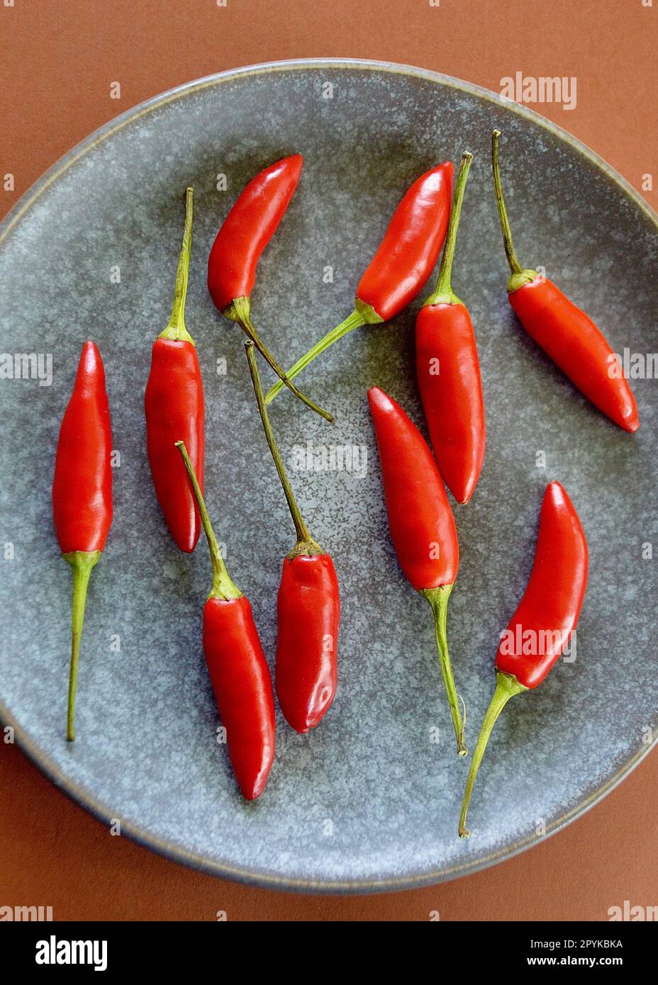 Red hot chili peppers in the kitchen Stock Photo