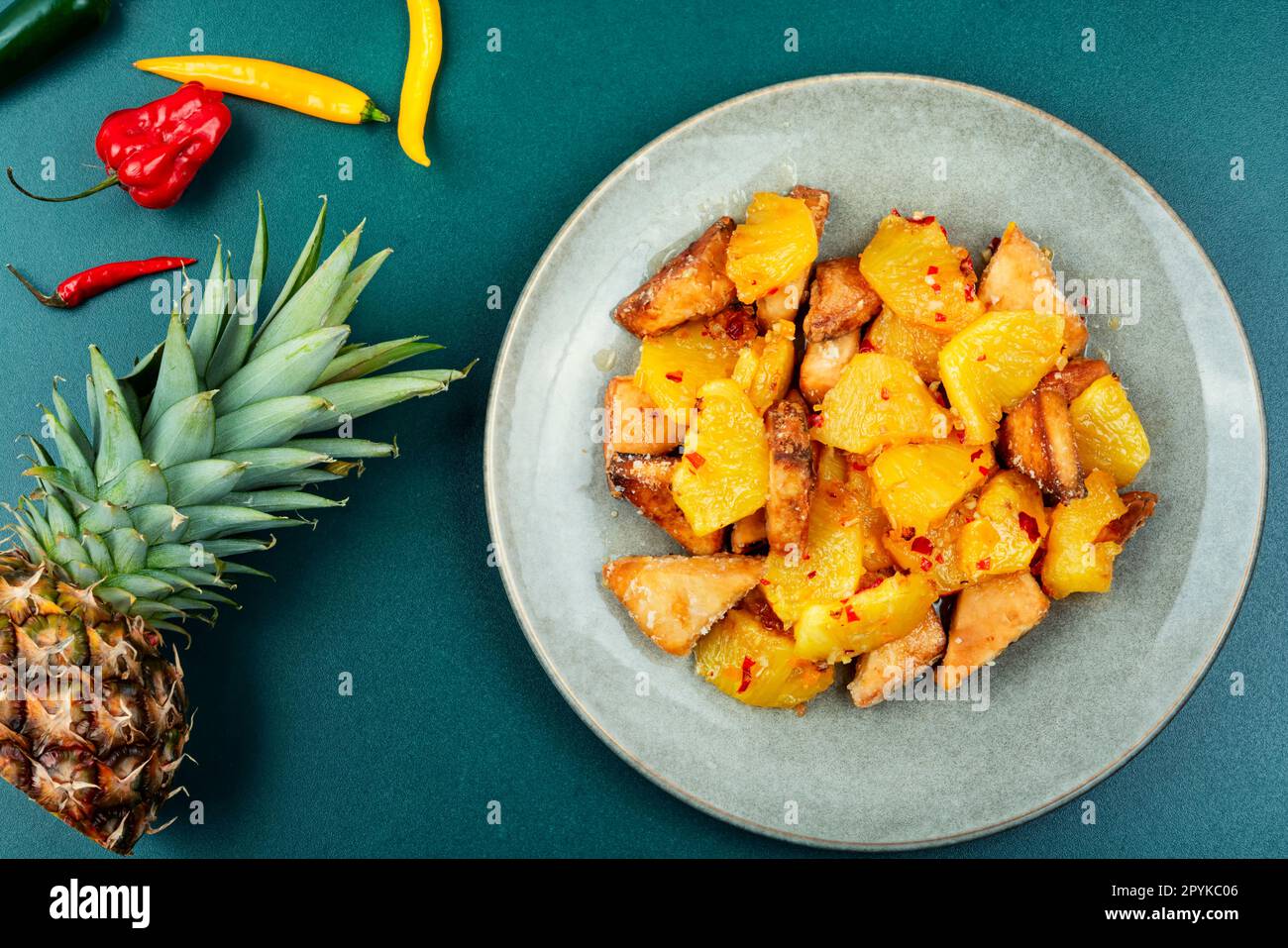 Grilled Tofu with pineapple Stock Photo Alamy