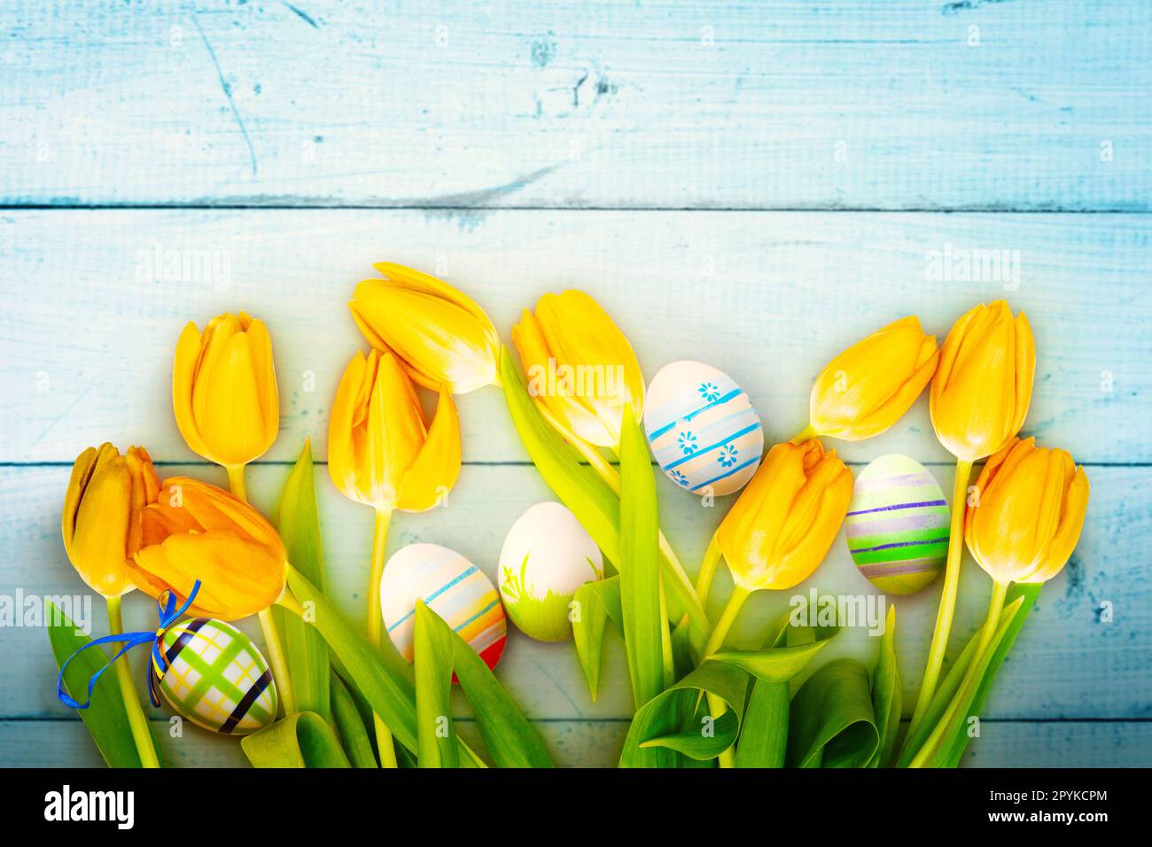 Easter composition with eggs. Festive and decoration. Stock Photo