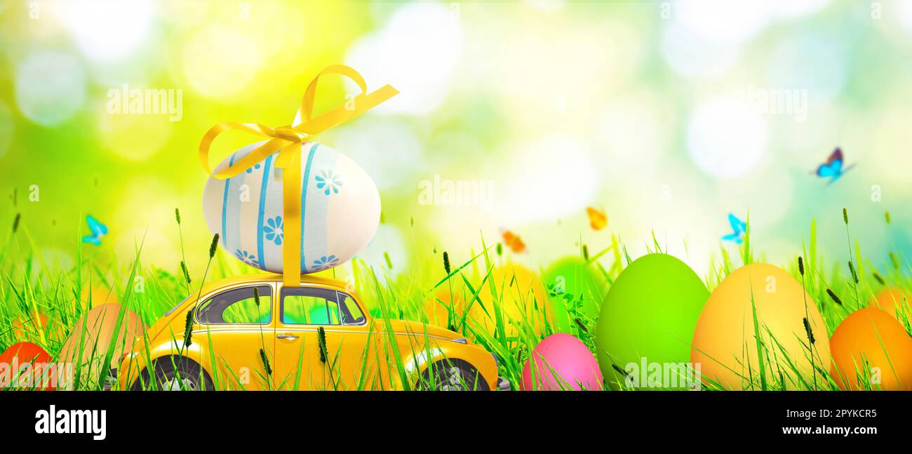 Easter composition with eggs. Festive decoration. Happy Easter. Stock Photo
