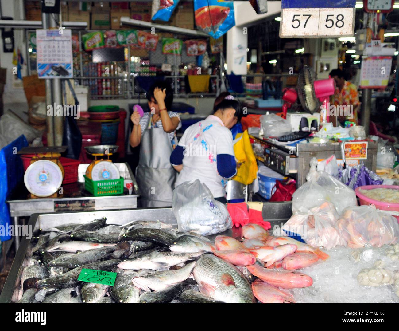 The colorful Mae Klong Railway Market Southwest of Bangkok, Thailand ...