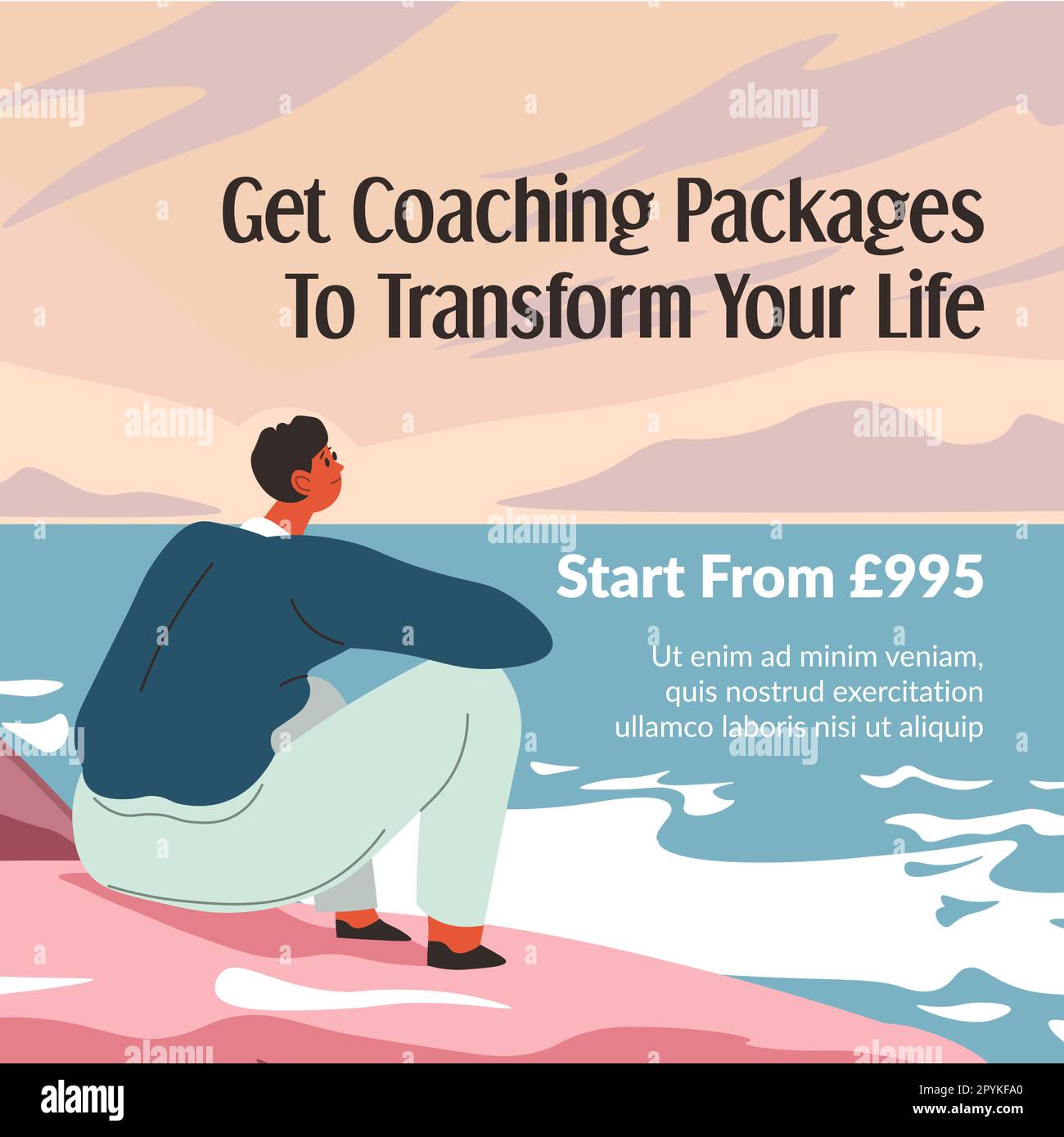 Get coaching package to transform your life banner Stock Vector