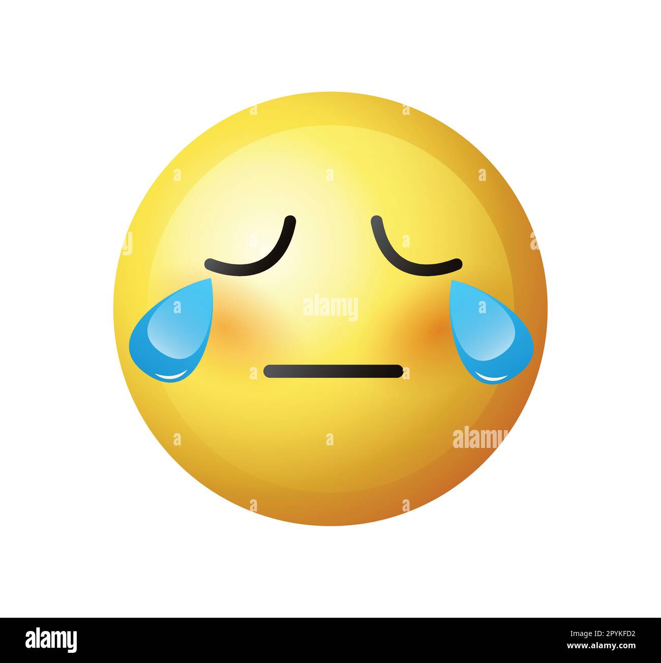 Yellow face crying emoji. Popular chat elements. Cry emoji. Crying emoticon. Sad emoticon vector illustration. Stock Vector
