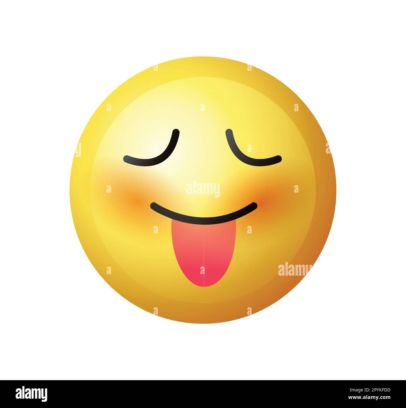 Teasing emoji with  closed eyes. Yellow face with closed eyes and playfully sticking out its tongue. Face With Stuck-Out Tongue. Tongue emoji. Stock Vector