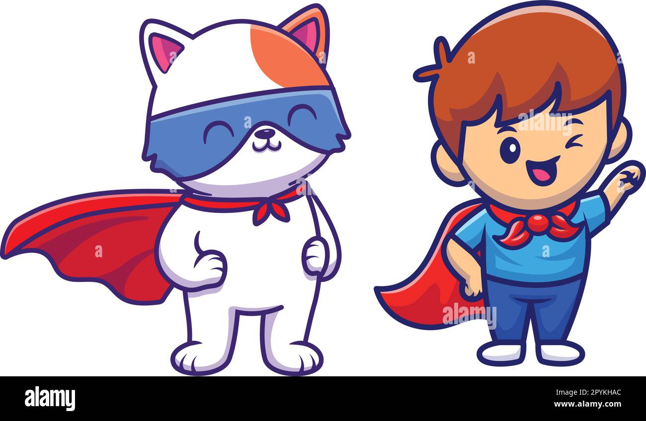 Free vector superboy or superhero cartoon character sticker By The Greatest Graphics Stock Vector