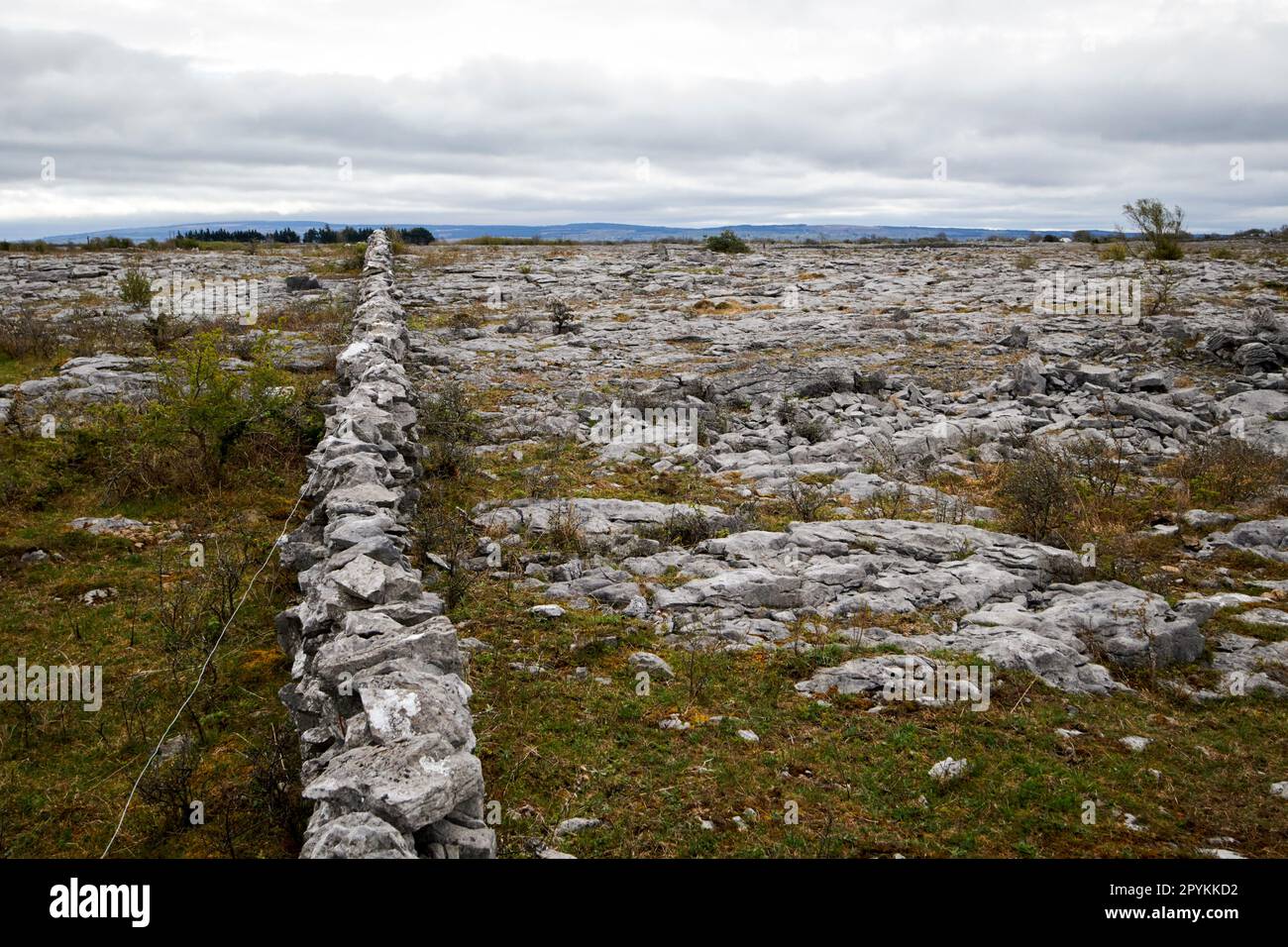 dry stone wall heavy rocks the burren county clare republic of ireland Stock Photo