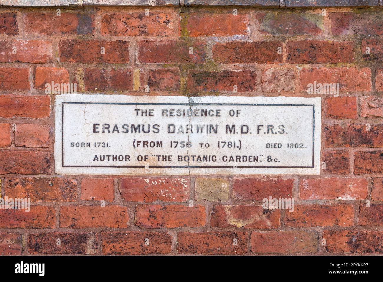 Erasmus Darwin House and Museum in Lichfield, Staffordshire, England Stock Photo