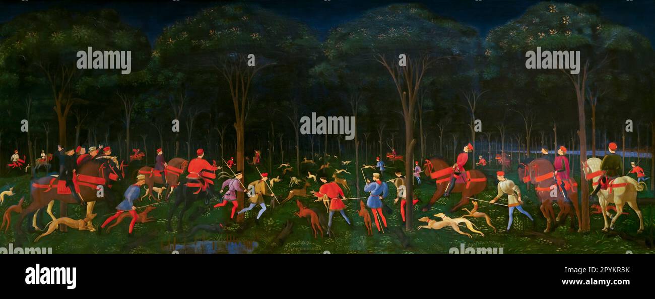 The Hunt in the Forest, Paolo Uccello, circa 1470, Stock Photo
