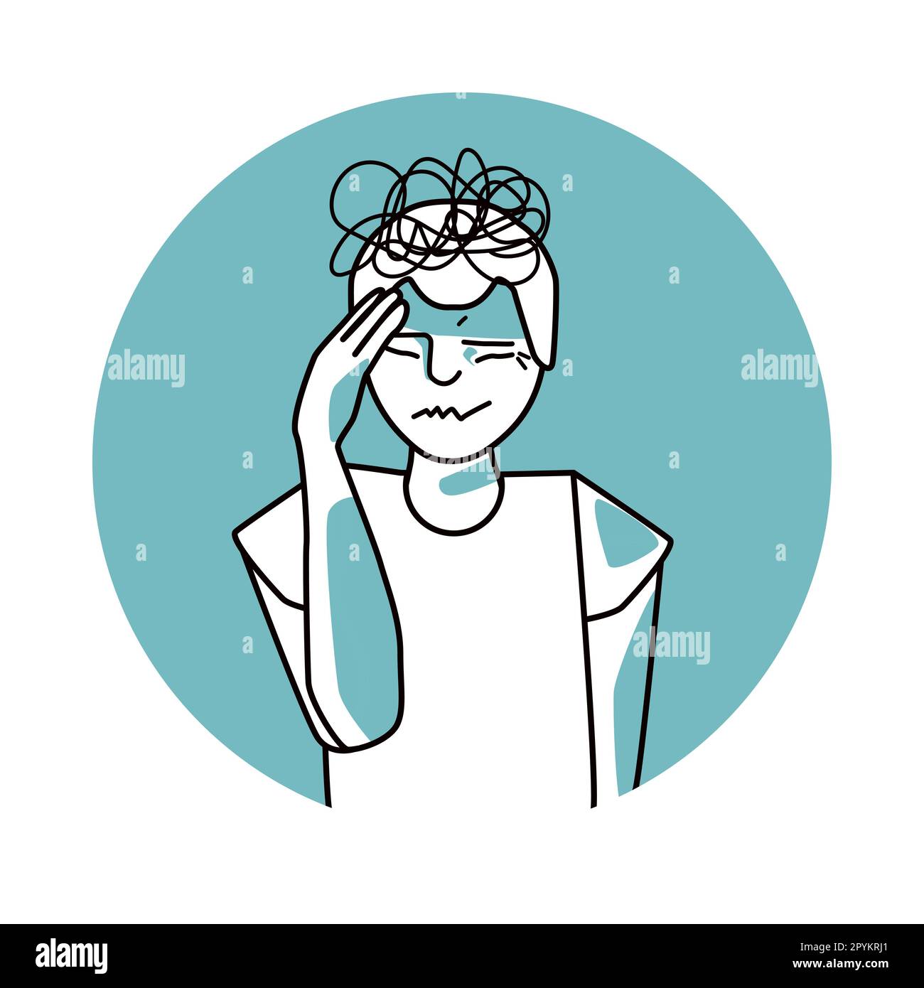 Stressed boy with emotion of anxiety, facial expression with gestures ...