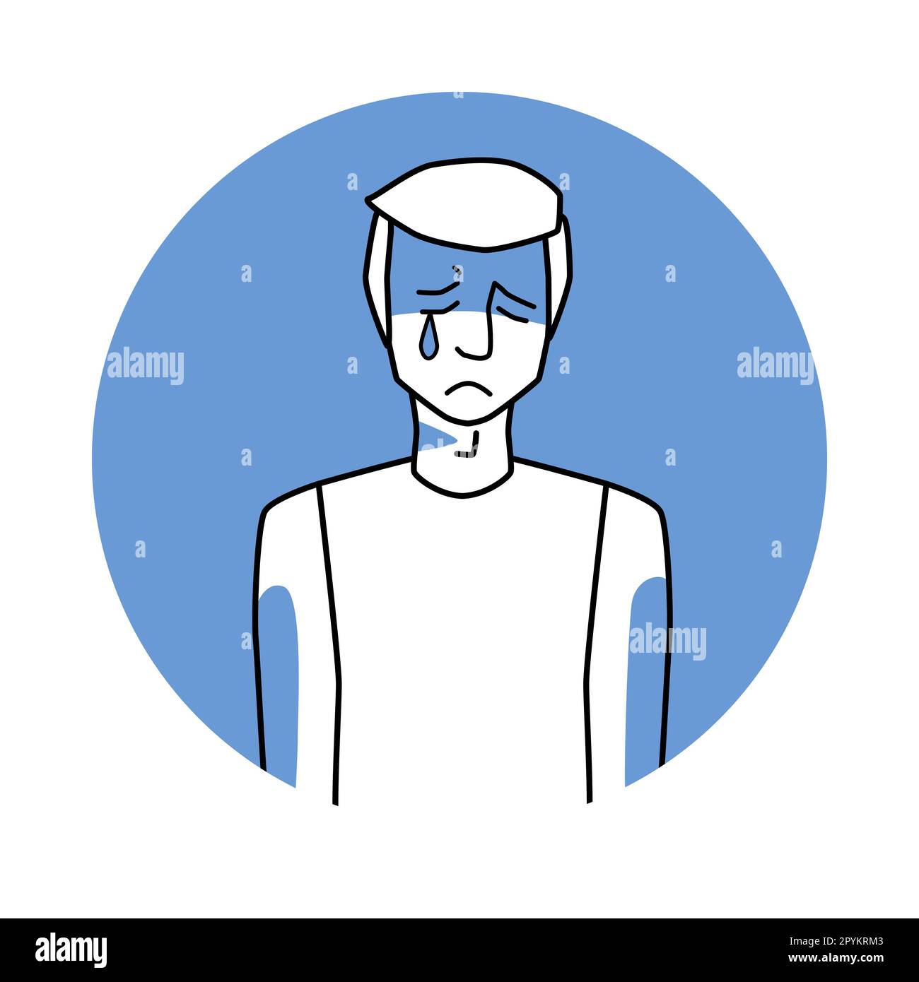 Sad man with emotion of melancholy, facial expression with gestures