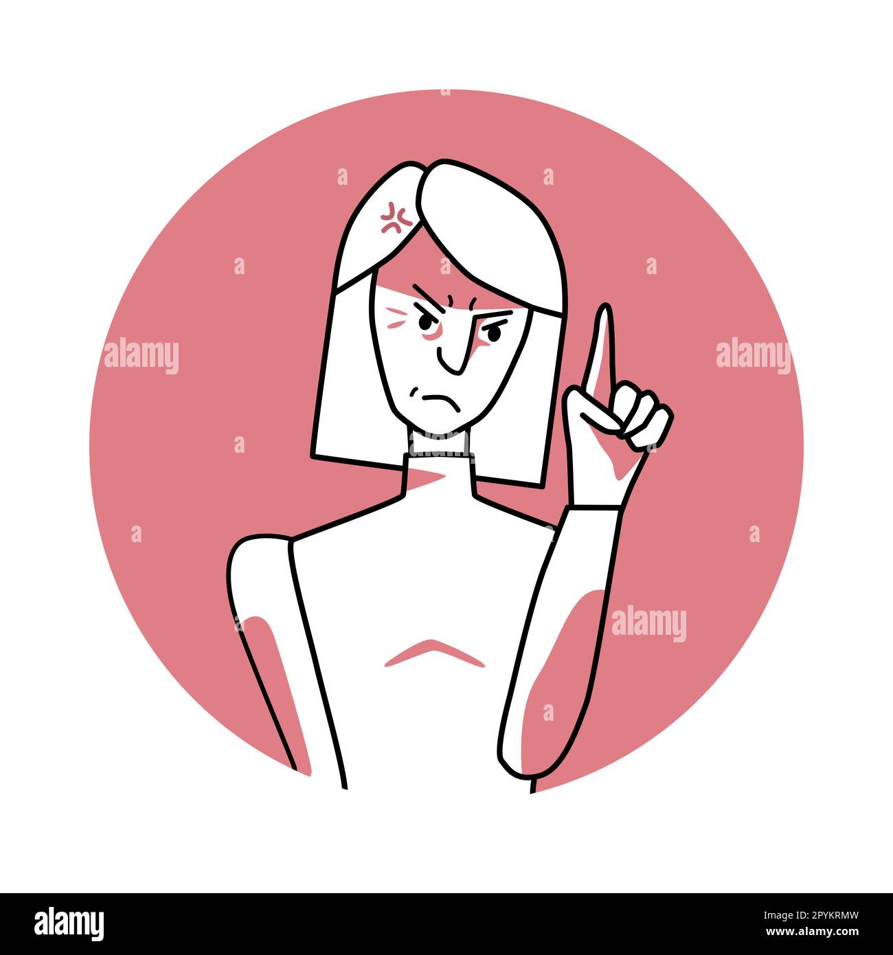 Adult woman with angry emotion, facial expression with hands. Annoyed