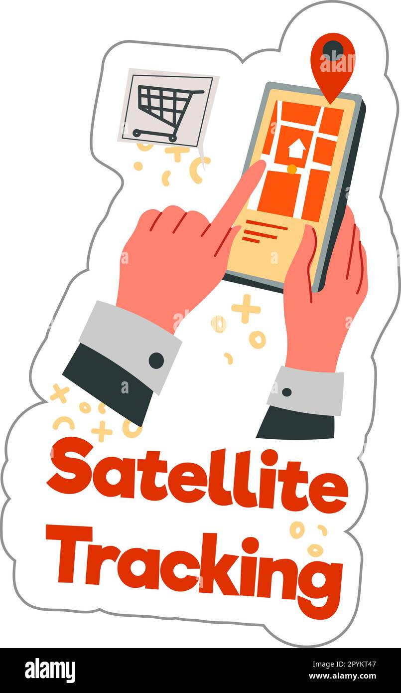 Satellite tracking of parcel, easy shopping label Stock Vector Image ...