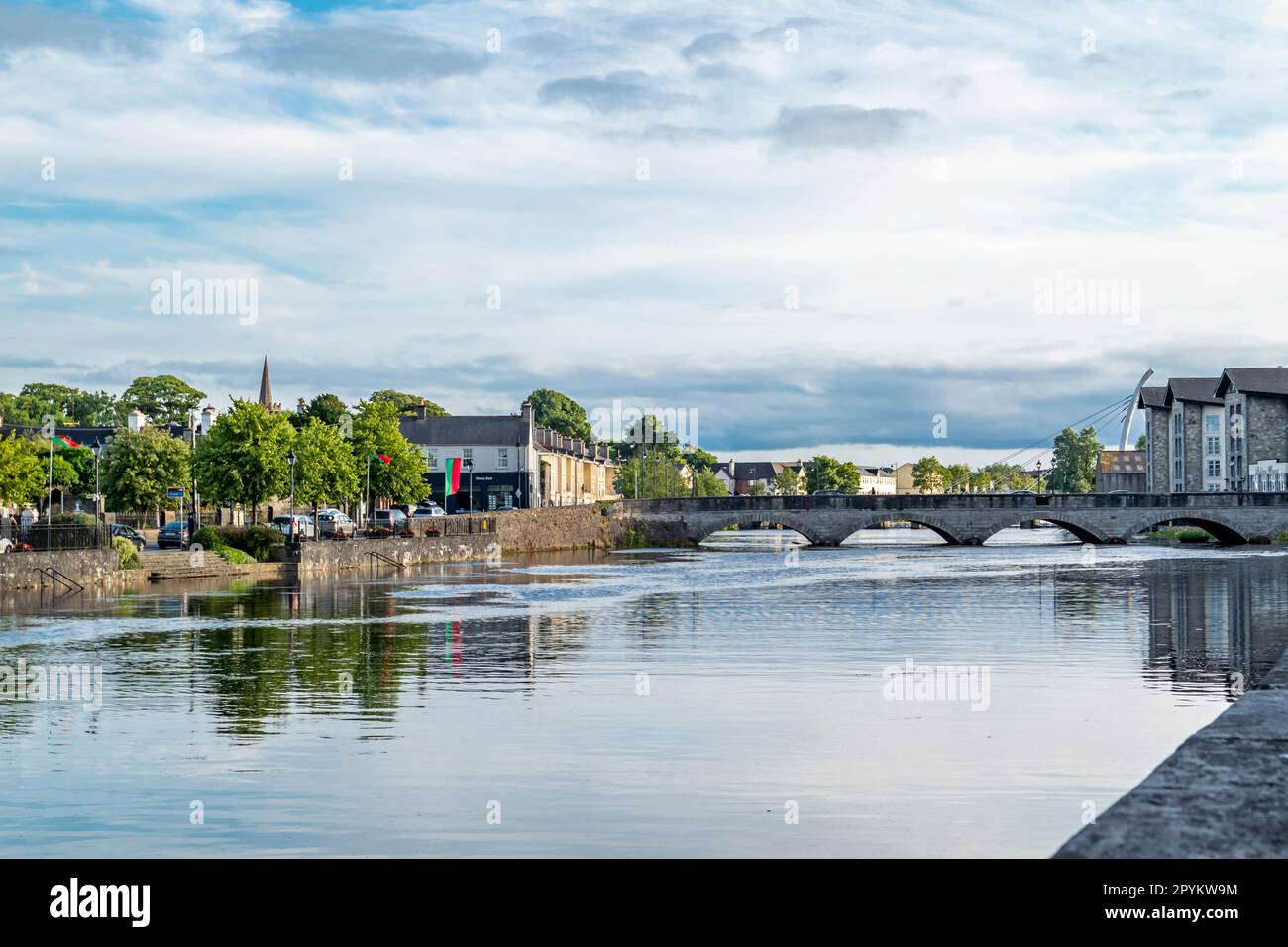 The skyline of Ballina town, County Mayo, Ireland. Stock Photo
