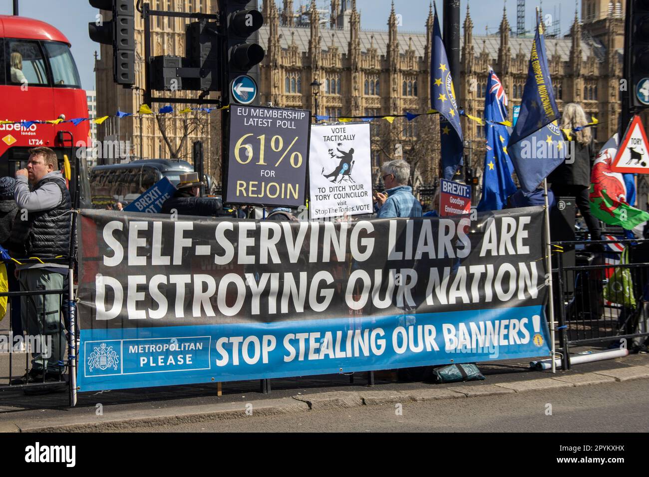 London, UK: Anti-Brexit and Rejoin campaign at Parliament Square. Stock Photo