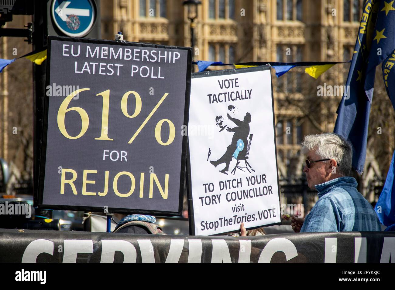 London, UK: Anti-Brexit and Rejoin campaign at Parliament Square. Stock Photo