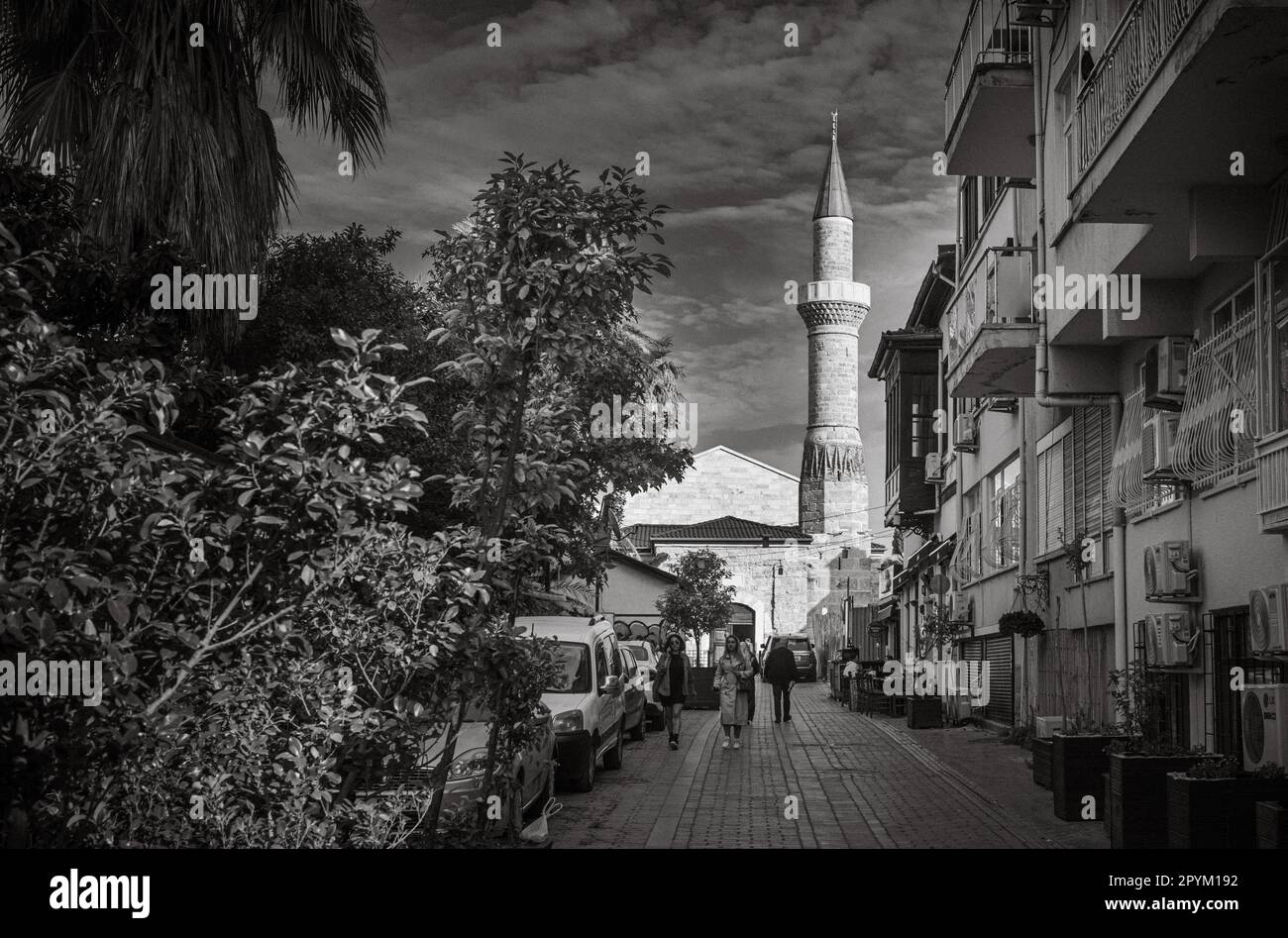 Renovated and restored to its former glory, the Broken Minaret Mosque in Antalya's Kaleici old town is a striking sight to behold. Originally built as Stock Photo